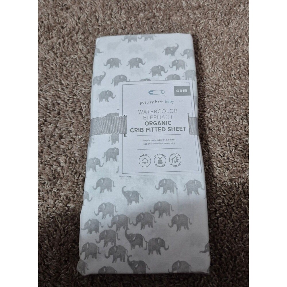 Pottery barn baby fitted crib sheet  watercolor elephant